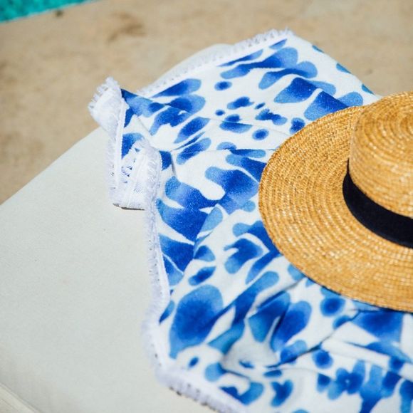 INDIGO Round Turkish Beach Towel - new - Picture 3 of 6